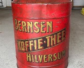 Antique Red Metal Jug. Measures 26" H x 18" D. 