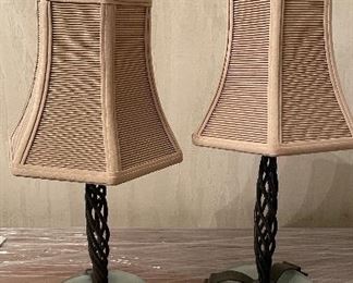 Pair of Antique Twisted Wrought Iron Table Lamps. Photo 1 of 2. 