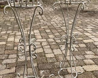 Pair of White Metal Plant Stands. 