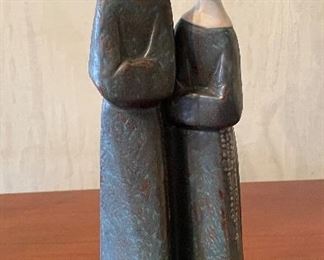 Lladros Two Nuns with Rosaries in Grey. Measures 13.5" H. Photo 1 of 2. 
