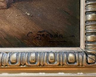 Oil Painting of Men Playing Cards. Signed by Artist. Measures 16" x 20" without Frame. Photo 2 of 3.