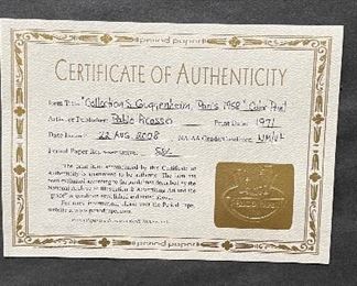 Collection S. Guggenheim, Paris 1958 Color Print Lithograph by Pablo Picasso. Print Date 1971. Measures 17" x 19". Photo 2 of 2. 