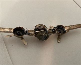 Vintage Sterling Silver Airplane Pin. Photo 2 of 2. 