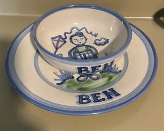 Ceramic Kid's Monogrammed "Ben" China Set. Photo 2 of 2. 