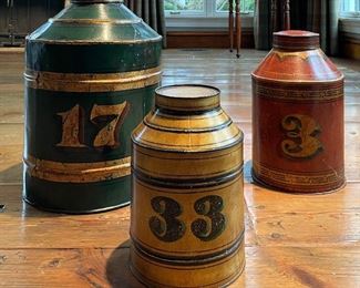 Antique English Tole Tea Tins. 