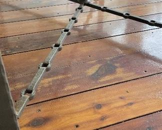 Bronzed Metal, Glass Top Cocktail Table Horse Bit / Chain & Link Details. Photo 4 of 4. 