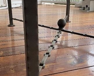 Bronzed Metal, Glass Top Cocktail Table Horse Bit / Chain & Link Details. Photo 3 of 4. 