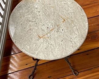Wrought Iron Side Table with Marble Top. Photo 2 of 2. 