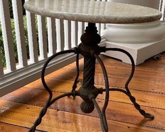 Wrought Iron Side Table with Marble Top. Photo 1 of 2. 