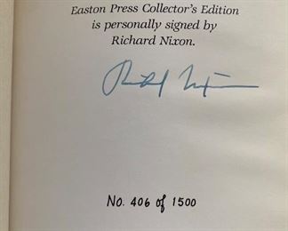 Six Volume Leather Bound Set of Books By Richard Nixon. Autographed. Edition 406 of 1,500. Published by The Easton Press. Photo 2 of 2. 