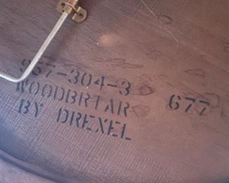 Vintage Woodbriar by Drexel Round Wood Game Table with 4 Arm Chairs with Castors. Drexel