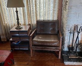Vintage Faux Leather Arm Lounge Chair
