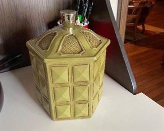 Retro Green Treasure Craft Flour Canister 1970s