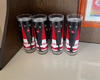 Vintage Holt Howard Santa Glasses Dairy Queen Set of 4 Christmas