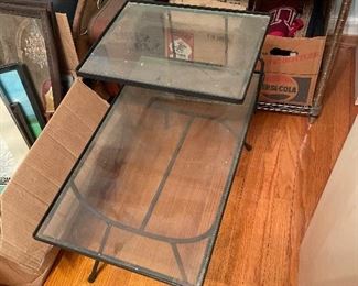 Nelson Arbuck Style Frank & Son Step End Iron Table Mid Century Modern 2 Tier