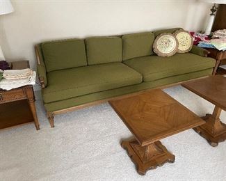 Classic Midcentury Modern Sofa with Walnut Base - Great Shape!