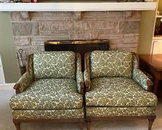 Pair of Mid Century Modern Drexel Upholstered Lounge Chairs 