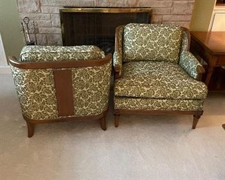Pair of Mid Century Modern Drexel Upholstered Lounge Chairs 