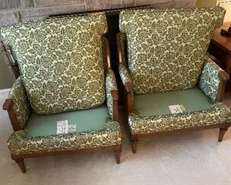 Pair of Mid Century Modern Drexel Upholstered Lounge Chairs 
