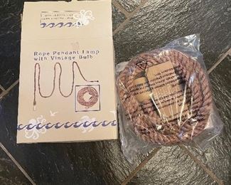 Cracker Barrel Rope Pendant Lamp with Vintage Bulb 
