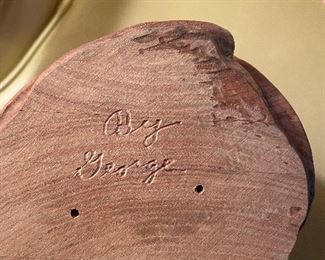 Vintage Sad Crying Dog Basset Hound Wood Signed