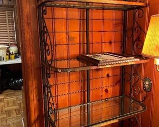 Wrought Iron 4 Shelf Baker's Rack with Gold Accents 