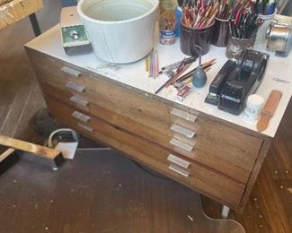 Flat File Blueprint Drawings Art Storage Cabinet 