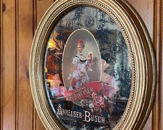Vintage Original German Budweiser Girl 1997 Lager Beer Bar Mirror Sign 24"x 20" No. N6883