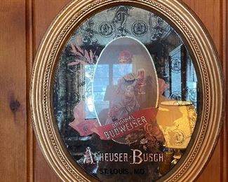 Vintage Original German Budweiser Girl 1997 Lager Beer Bar Mirror Sign 24"x 20" No. N6883