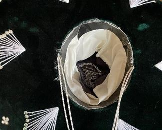 Mexican Sombrero Gonzalex Hat Velvet Green/White with  Silver Detail