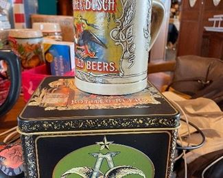 1991 Advertise Anheuser-Busch Budweiser Bottled Beer Stein Mug w/ Tin