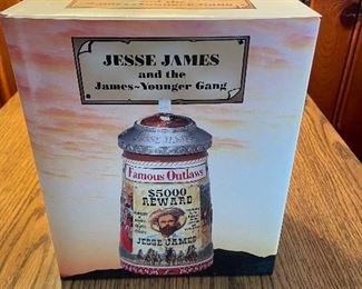 Anheuser-Busch Famous Outlaws Jessie James James-Younger Gang Lidded Stein c.2004