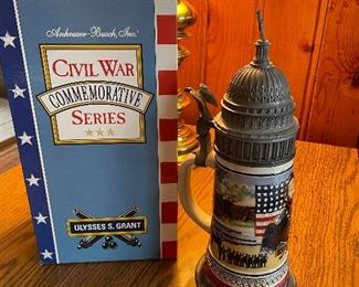 Anheuser Busch Civil War Commemorative Series Ulysses S. Grant Lidded Stein 1992