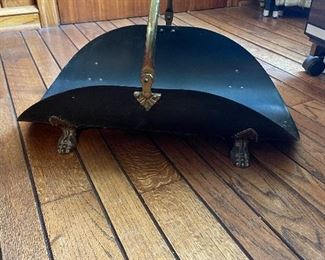 Vintage Black and Brass Fireplace Holder with Claw Feet