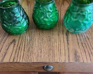 Vintage Green Glass Candles 