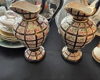 Vintage 7" Hubert Bequet Pitcher Quaregnon  Roses Hand-Painted Belgium 