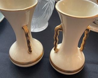 Pair of H. Bequet Quaregnon Doubled Handled Vase