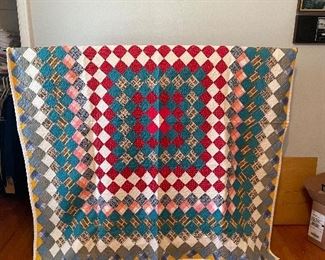 Vintage Diamond Patch Multi Colored Quilt