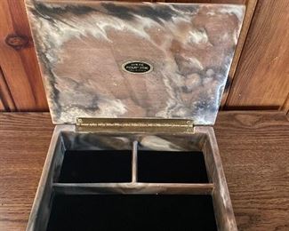 Vintage Genuine Incolay Stone Jewelry Box. Handcrafted. Geese