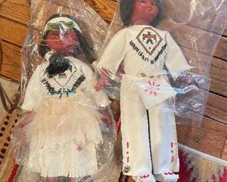 Vintage Native American Dolls, Boy And Girl