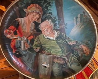 Large 24" FALSTAFF BEER Vintage Metal Charger Hanging Wall Tray Sign