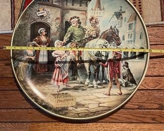 Large 24" FALSTAFF BEER Vintage Metal Charger Hanging Wall Tray Sign 