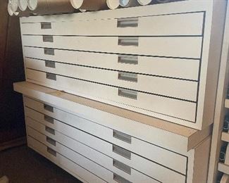 Vintage Flat File Blueprint Drawings Art Storage Cabinet