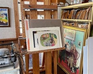 Floor Standing Artist Easel Portrait Wood Vintage H-Frame