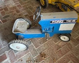 Vintage Ford TW-35 Pedal Tractor Ride On and Trailer Cart