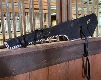  Vintage Leather horse saddle, tack, rifle are shotgun Scabbard