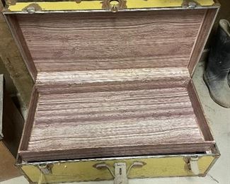 Vintage Yellow Trunk Footlocker with Key