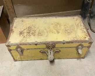 Vintage Yellow Trunk Footlocker with Key
