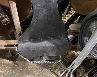 Leather Horse Saddle Bag Black/White