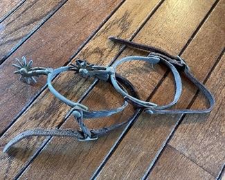 Vintage Horse Cowboy Boot Spurs and Leather Straps